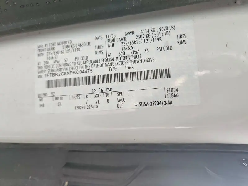 2023 FORD TRANSIT T-250  