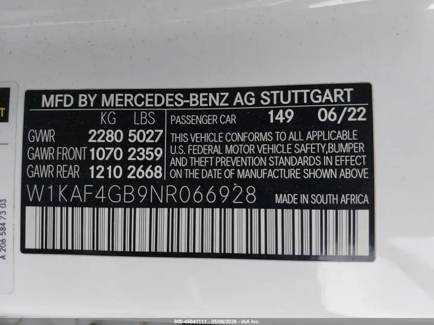2022 MERCEDES-BENZ C 300 SEDAN