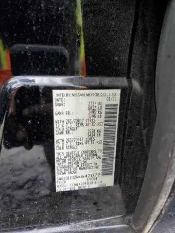 2022 NISSAN FRONTIER S  