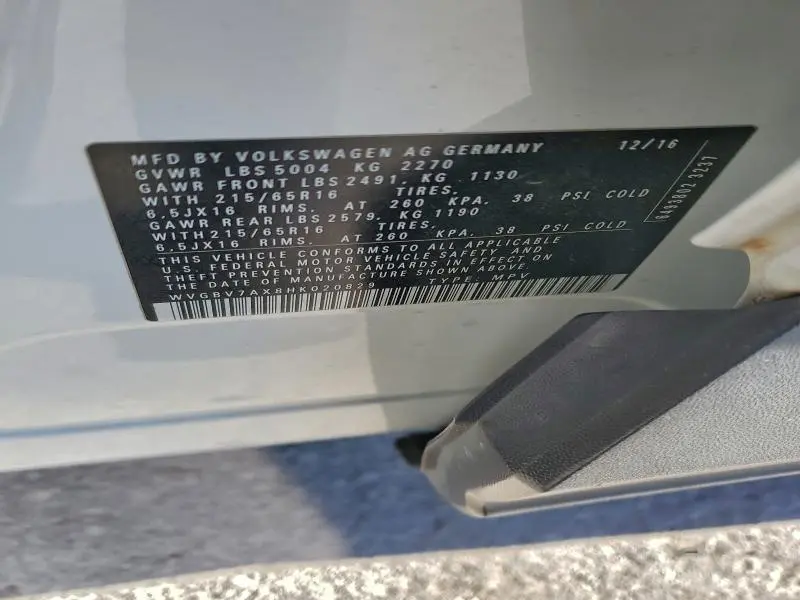 2017 VOLKSWAGEN TIGUAN S  