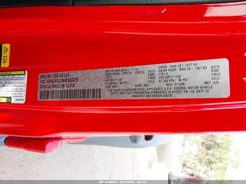 2022 JEEP WRANGLER UNLIMITED SPORT S 4X4