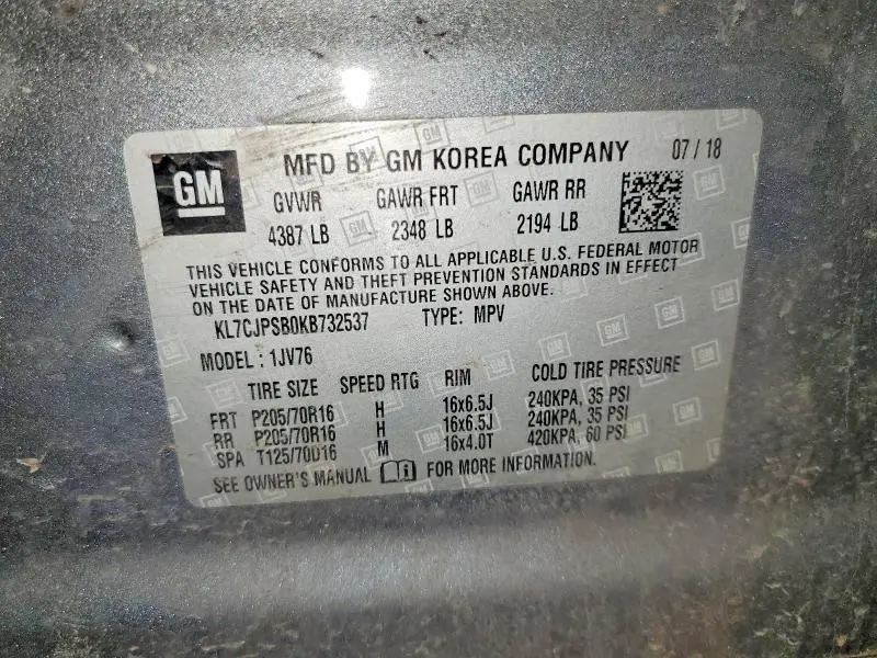 2019 CHEVROLET TRAX 1LT  