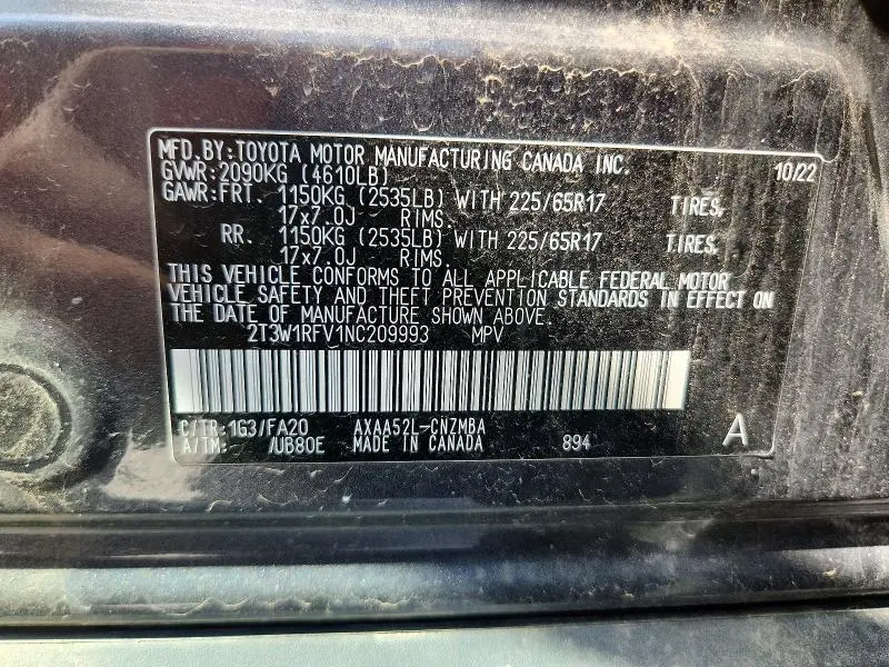 2022 TOYOTA RAV4 XLE  