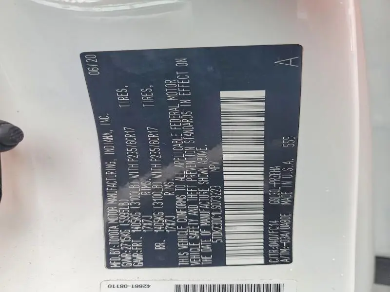 2020 TOYOTA SIENNA LE 8-PASSENGER  