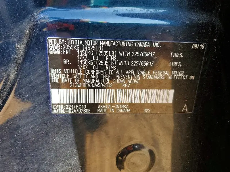 2018 TOYOTA RAV4 XLE  