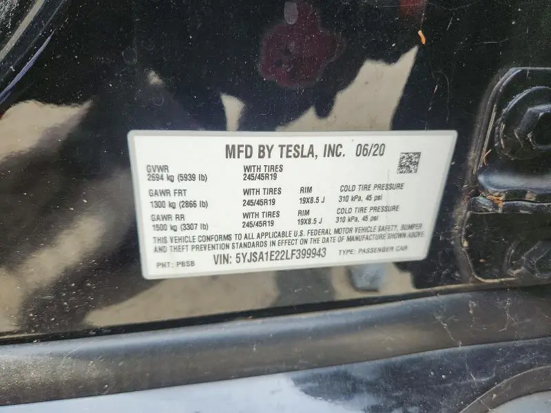 2020 TESLA MODEL S   