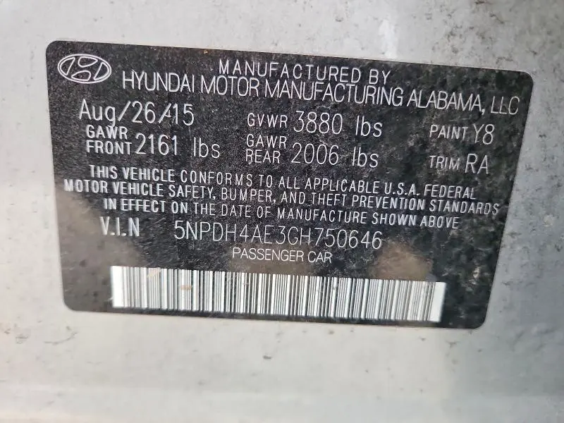 2016 HYUNDAI ELANTRA SE  