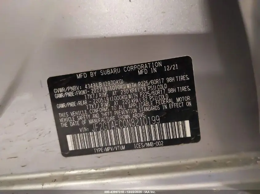 2022 SUBARU CROSSTREK PREMIUM