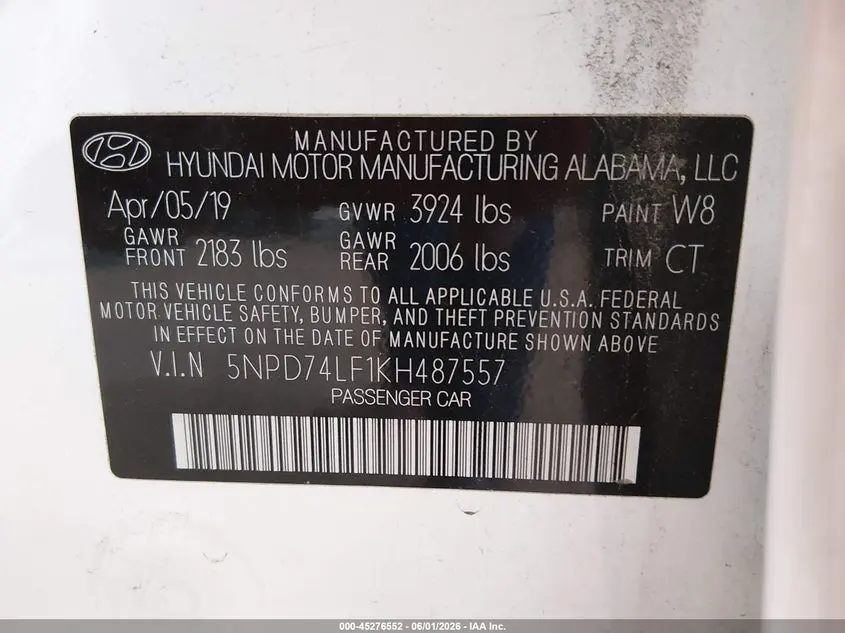 2019 HYUNDAI ELANTRA SE