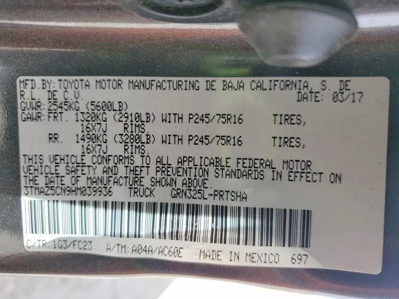 2017 TOYOTA TACOMA SR5 V6  