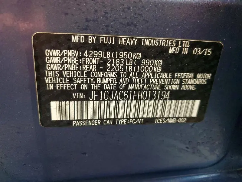 2015 SUBARU IMPREZA PREMIUM  