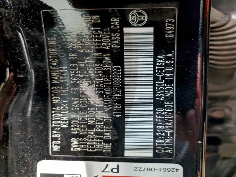 2015 TOYOTA CAMRY LE  