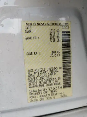 2015 NISSAN ALTIMA 2.5  