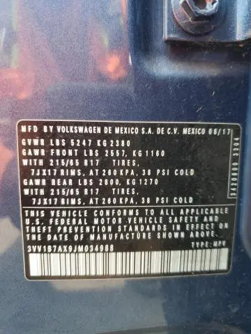 2018 VOLKSWAGEN TIGUAN S  