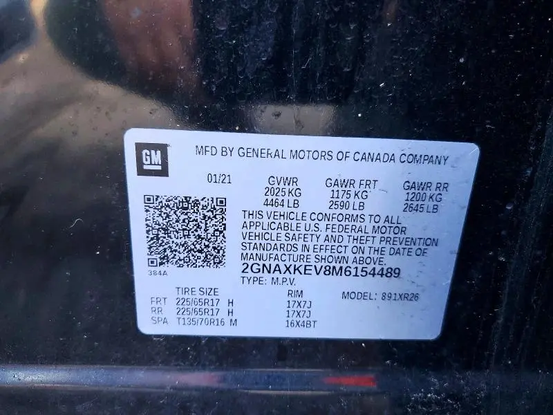 2021 CHEVROLET EQUINOX LT  