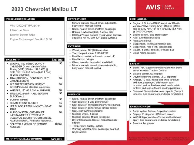 2023 CHEVROLET MALIBU LT  