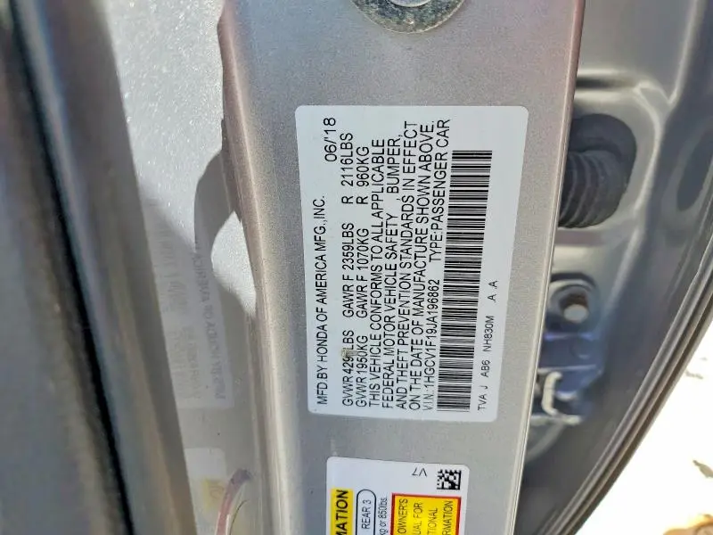 2018 HONDA ACCORD LX  