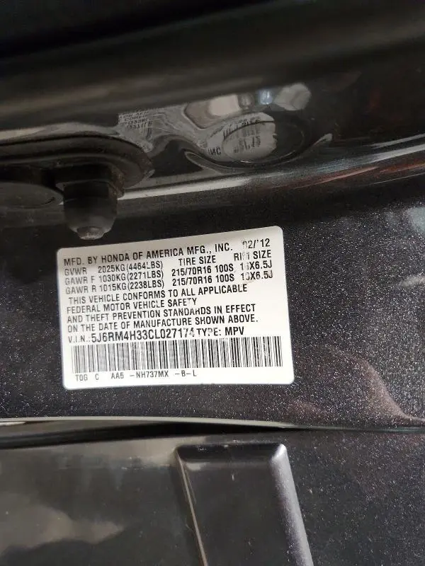 2012 HONDA CR-V LX  
