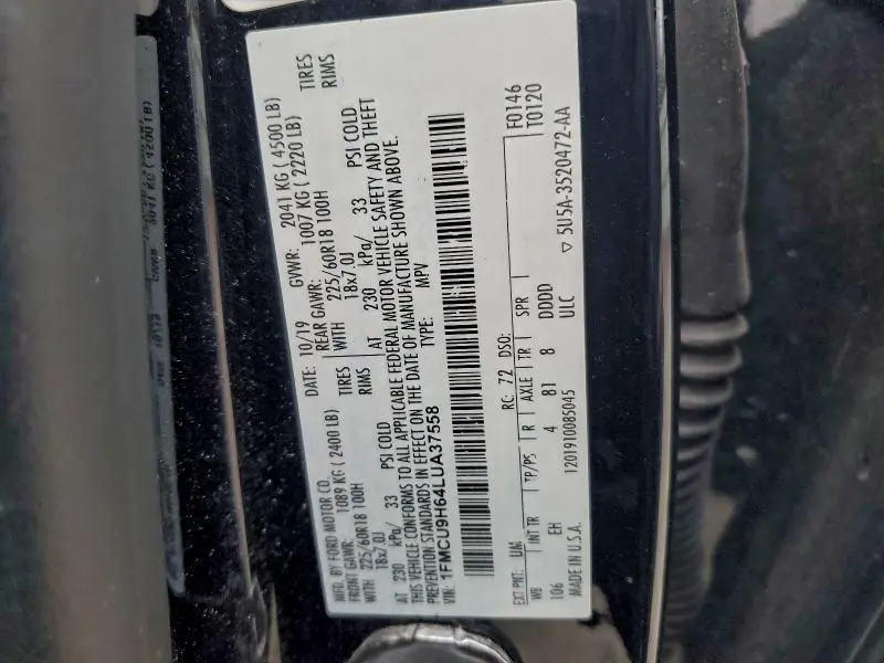 2020 FORD ESCAPE SEL  