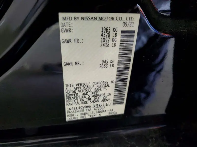 2021 NISSAN ALTIMA SR  