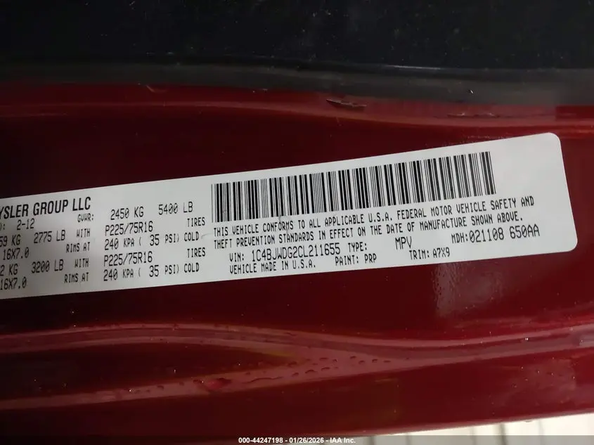 2012 JEEP WRANGLER UNLIMITED SPORT