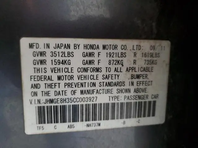 2012 HONDA FIT