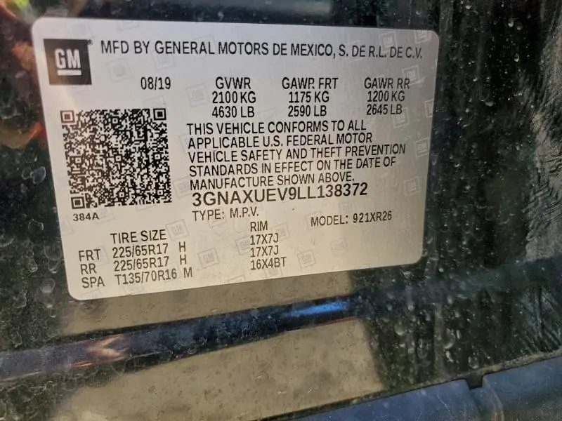 2020 CHEVROLET EQUINOX LT  