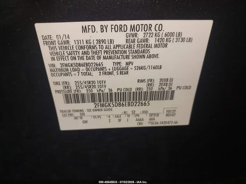 2014 FORD FLEX LIMITED