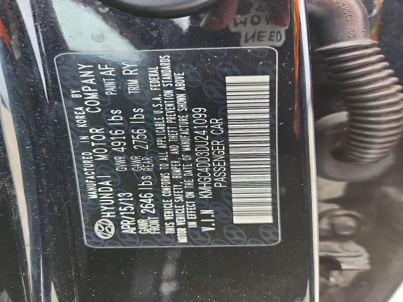 2013 HYUNDAI GENESIS 3.8L  