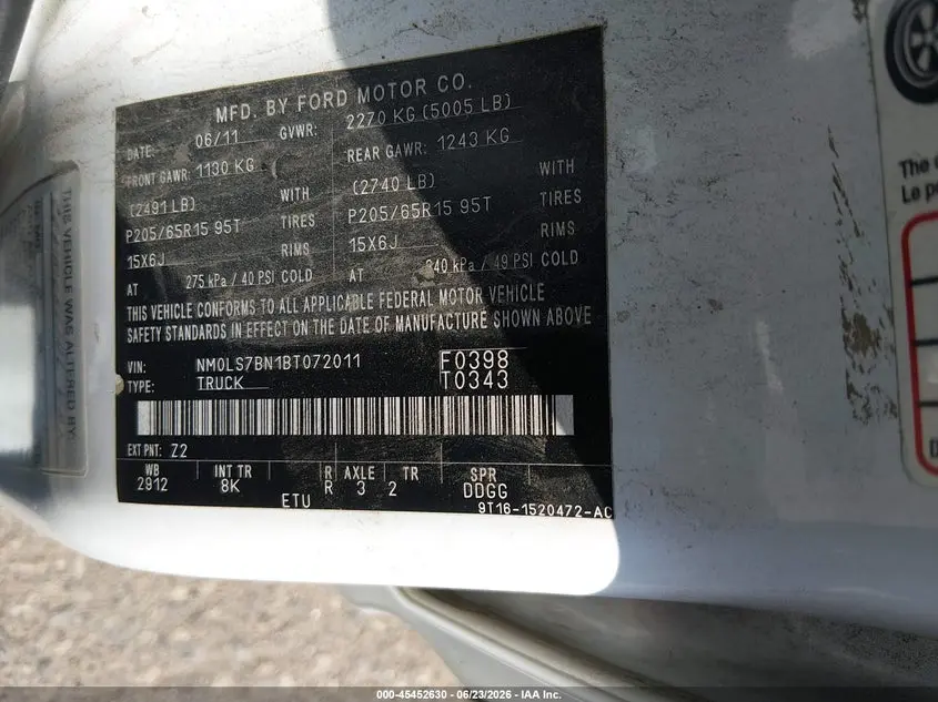 2011 FORD TRANSIT CONNECT XLT