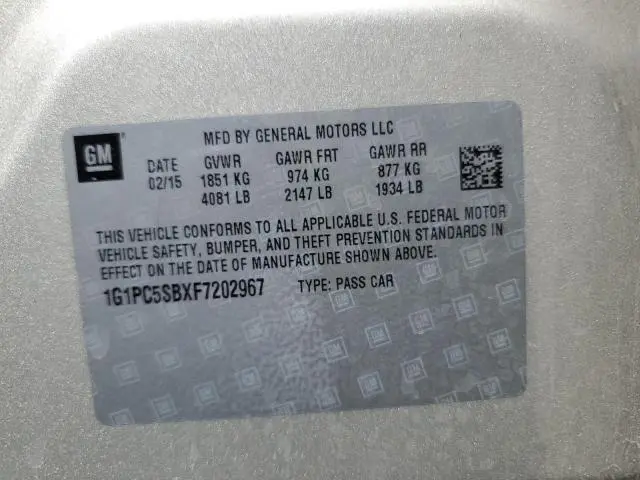 2015 CHEVROLET CRUZE LT  