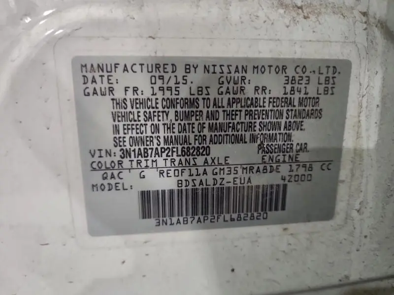 2015 NISSAN SENTRA S  