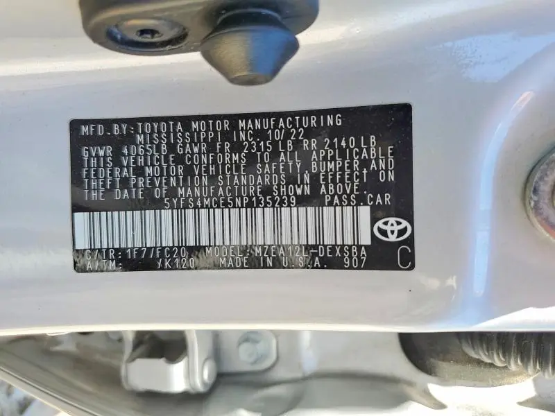 2022 TOYOTA COROLLA SE  