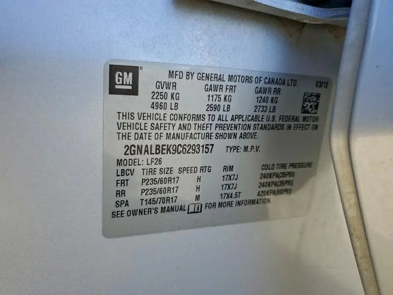 2012 CHEVROLET EQUINOX LS  