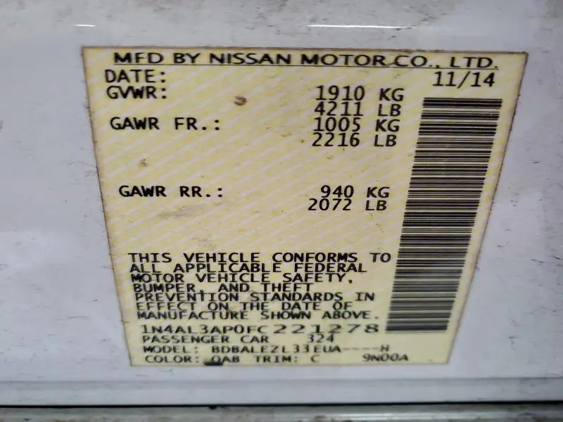 2015 NISSAN ALTIMA 2.5  