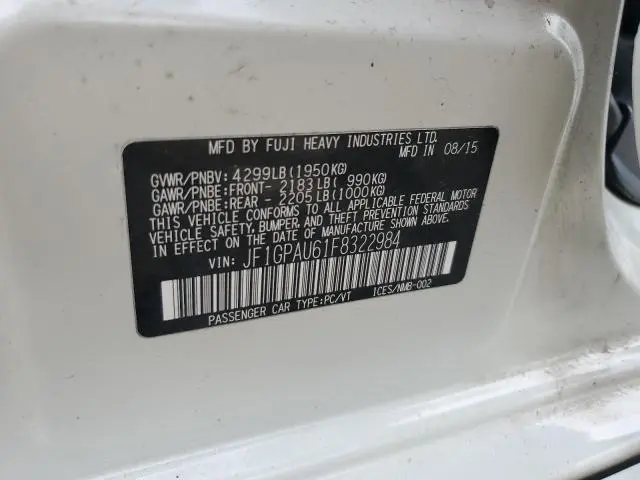 2015 SUBARU IMPREZA SPORT  