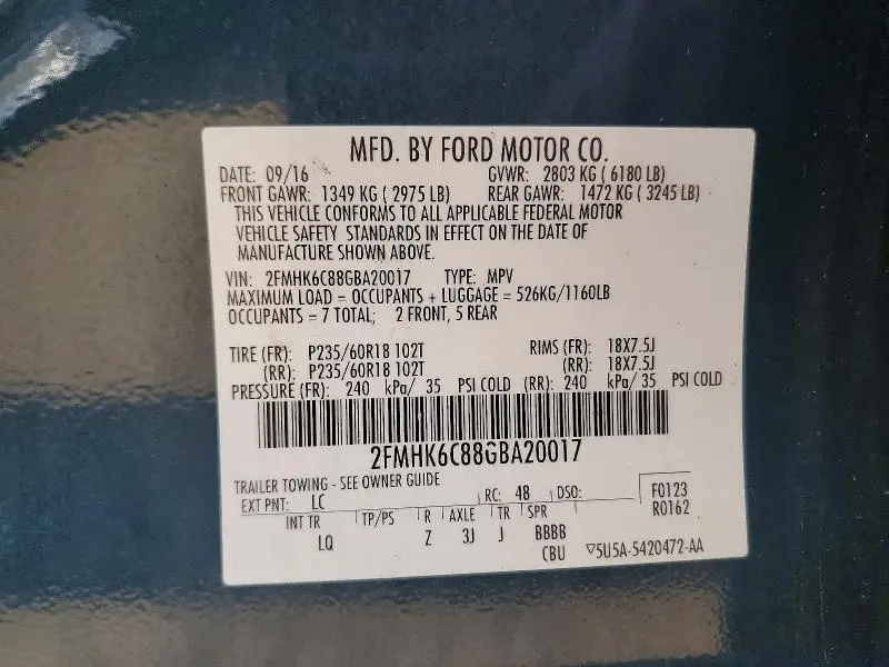 2016 FORD FLEX SEL  