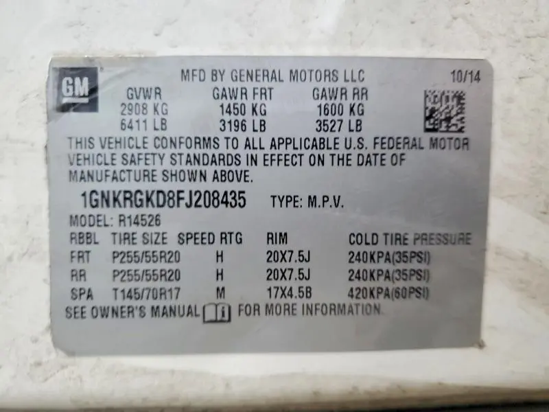 2015 CHEVROLET TRAVERSE LT  