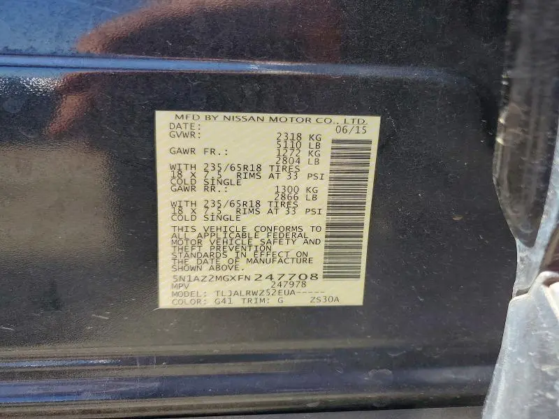 2015 NISSAN MURANO SL  