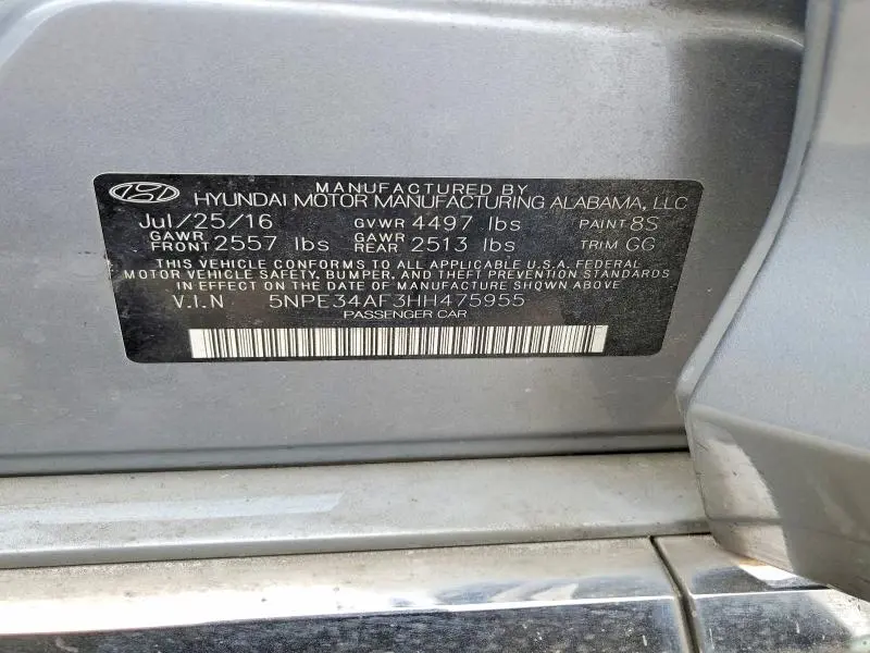 2017 HYUNDAI SONATA LIMITED  