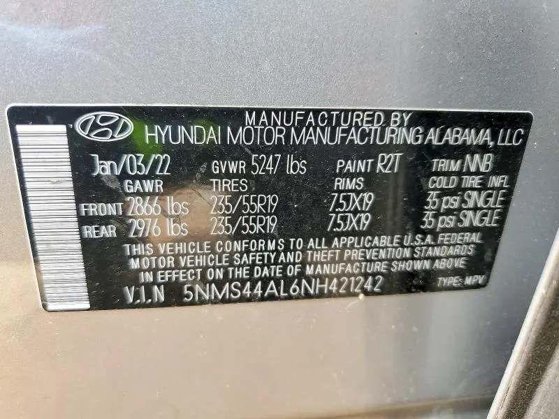 2022 HYUNDAI SANTA FE LIMITED  