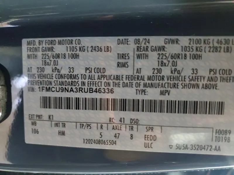 2024 FORD ESCAPE ST LINE SELECT  