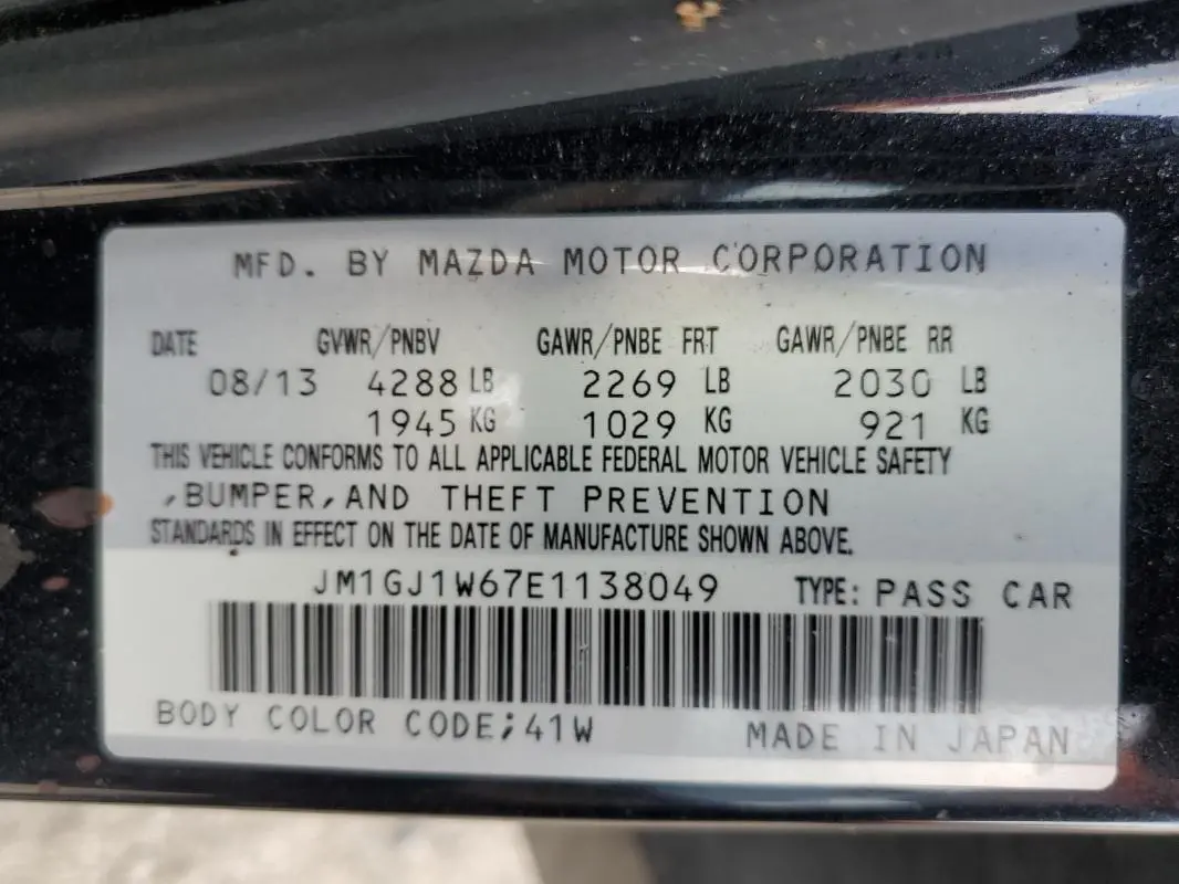 2014 MAZDA 6 GRAND TOURING  