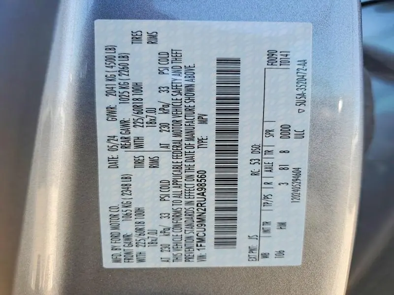 2024 FORD ESCAPE ST LINE  