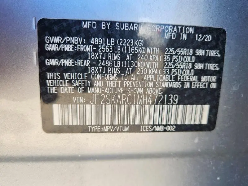 2021 SUBARU FORESTER SPORT  