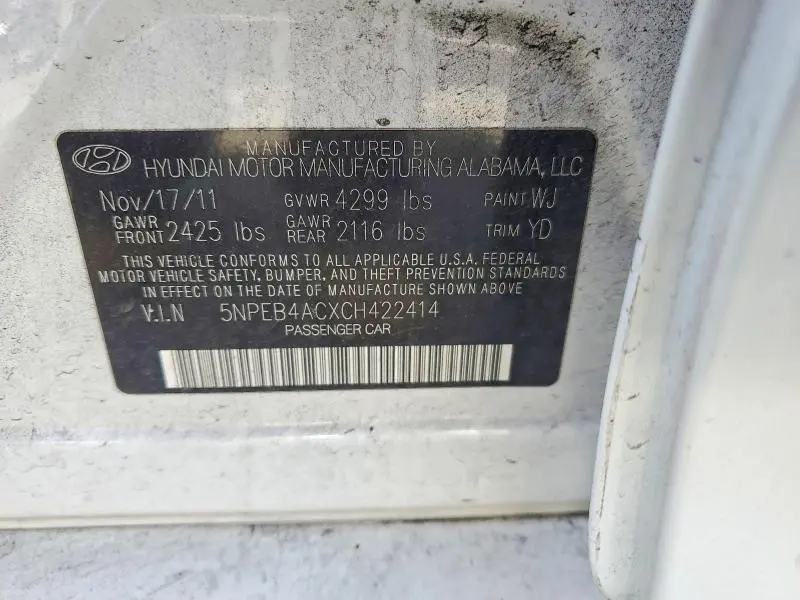 2012 HYUNDAI SONATA GLS  