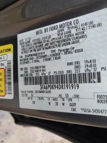 2013 FORD FUSION TITANIUM  