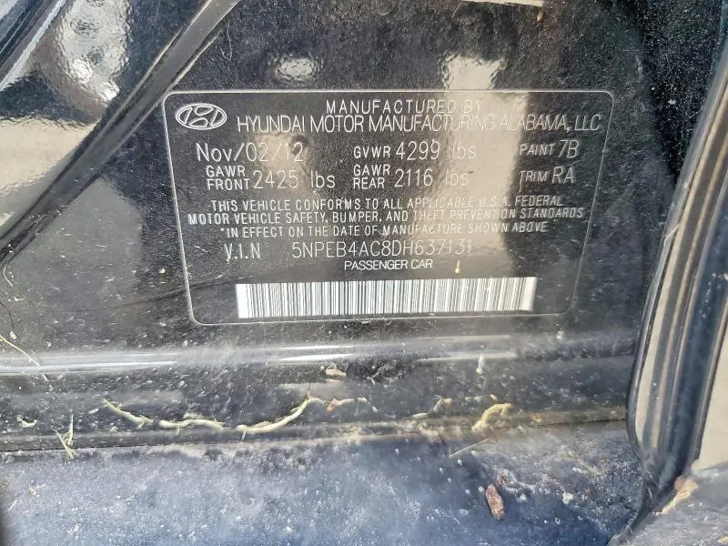 2013 HYUNDAI SONATA GLS  