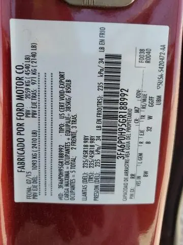 2016 FORD FUSION SE  