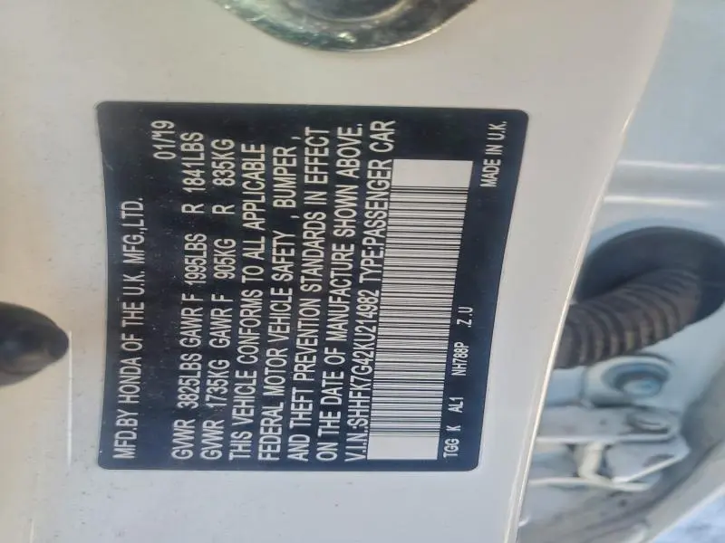 2019 HONDA CIVIC SPORT  